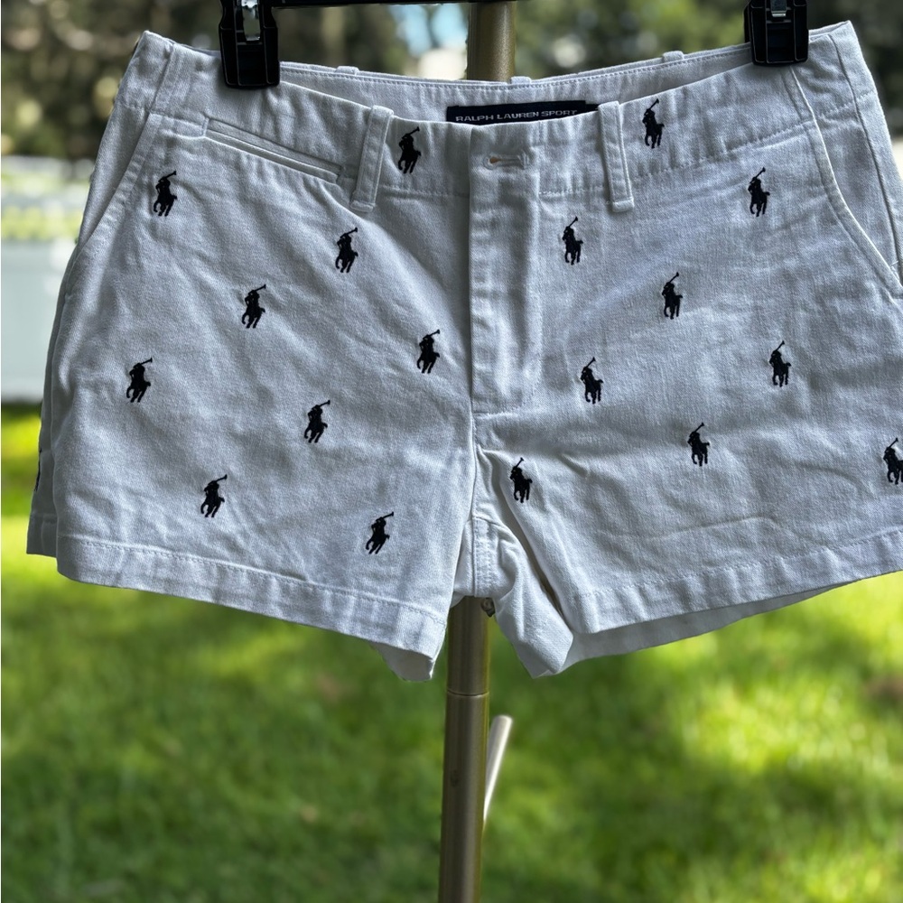 Ralph Lauren Polo Sport Shorts White Cotton with Embroidered Polo Logo size 2